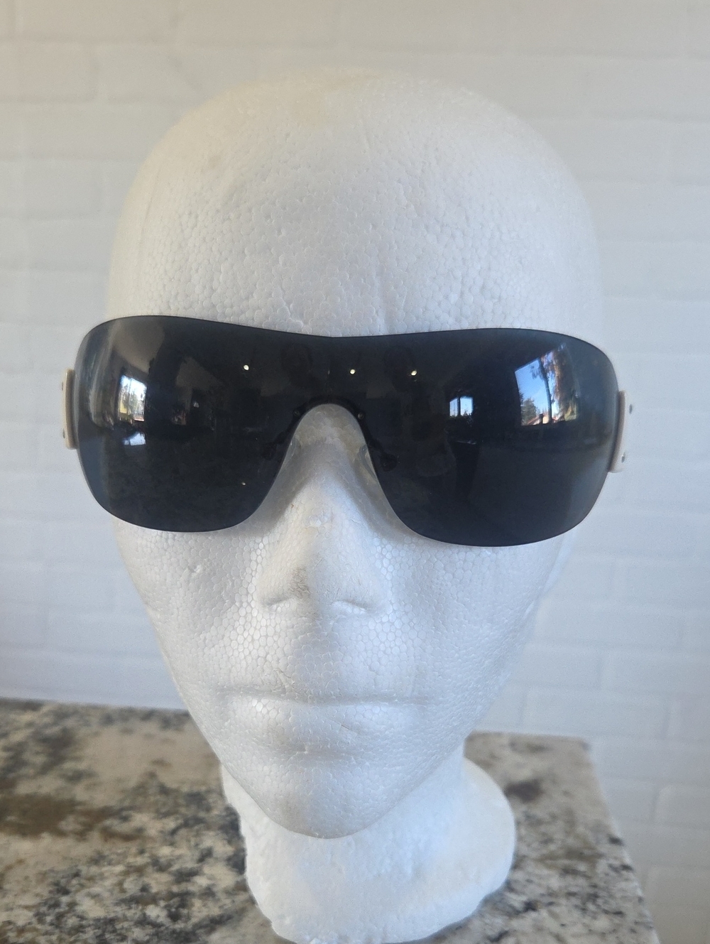 Prada Vintage Black Oversized Shield Sunglasses